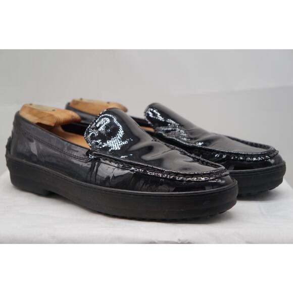 Tod's Gommini Women's Black Patent Leather Driving Shoe Size EU 39.5 US 9 - Picture 1 of 14